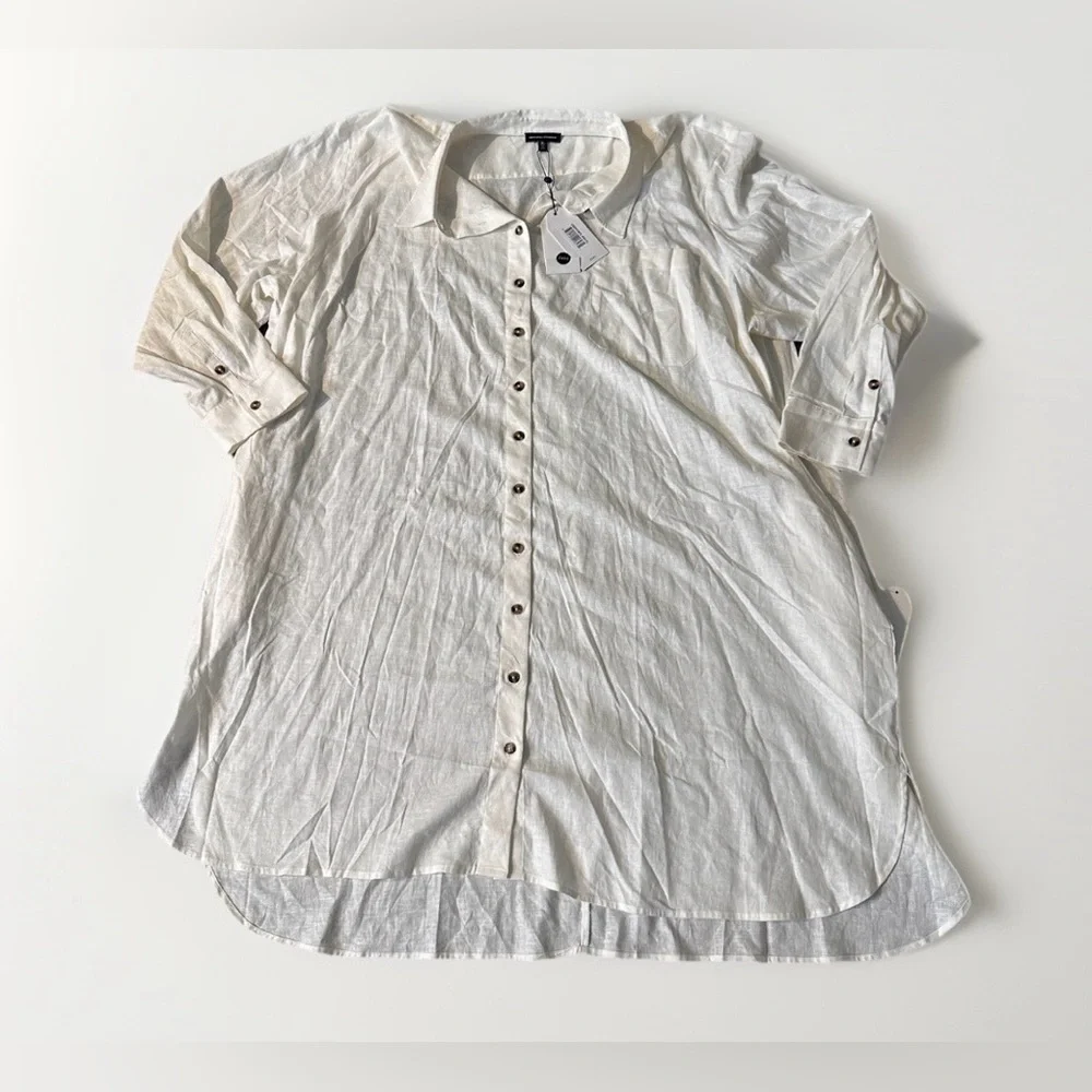 Universal Standard Sea Side Button-Up Shirt Dress Linen Blend Boho  XL 14-16 - Picture 7 of 10